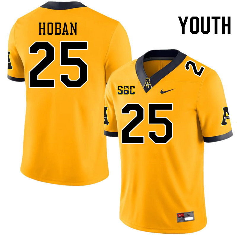 Youth #25 Blake Hoban Appalachian State Mountaineers College Football Jerseys Stitched-Gold